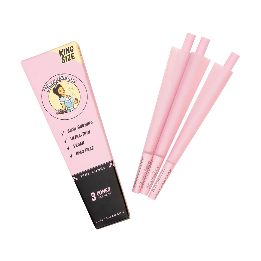 Blazy Susan I King Size Pink Pre Rolled Cones I 3 pack